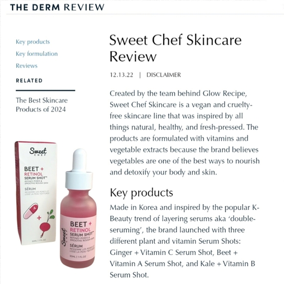 SWEET CHEF Beet + Retinol (Vitamin A) Serum Shot 30 mL Glow Recipe Brand *BNIB - Picture 11 of 15